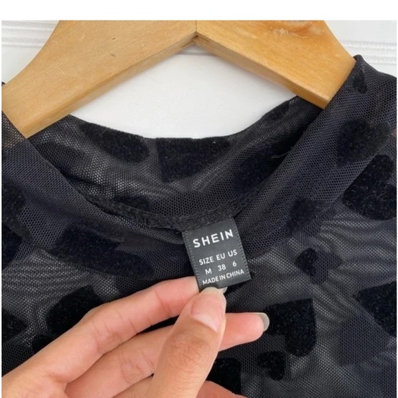SHEIN Black Heart Pattern Mesh Top - Picture 2 of 4